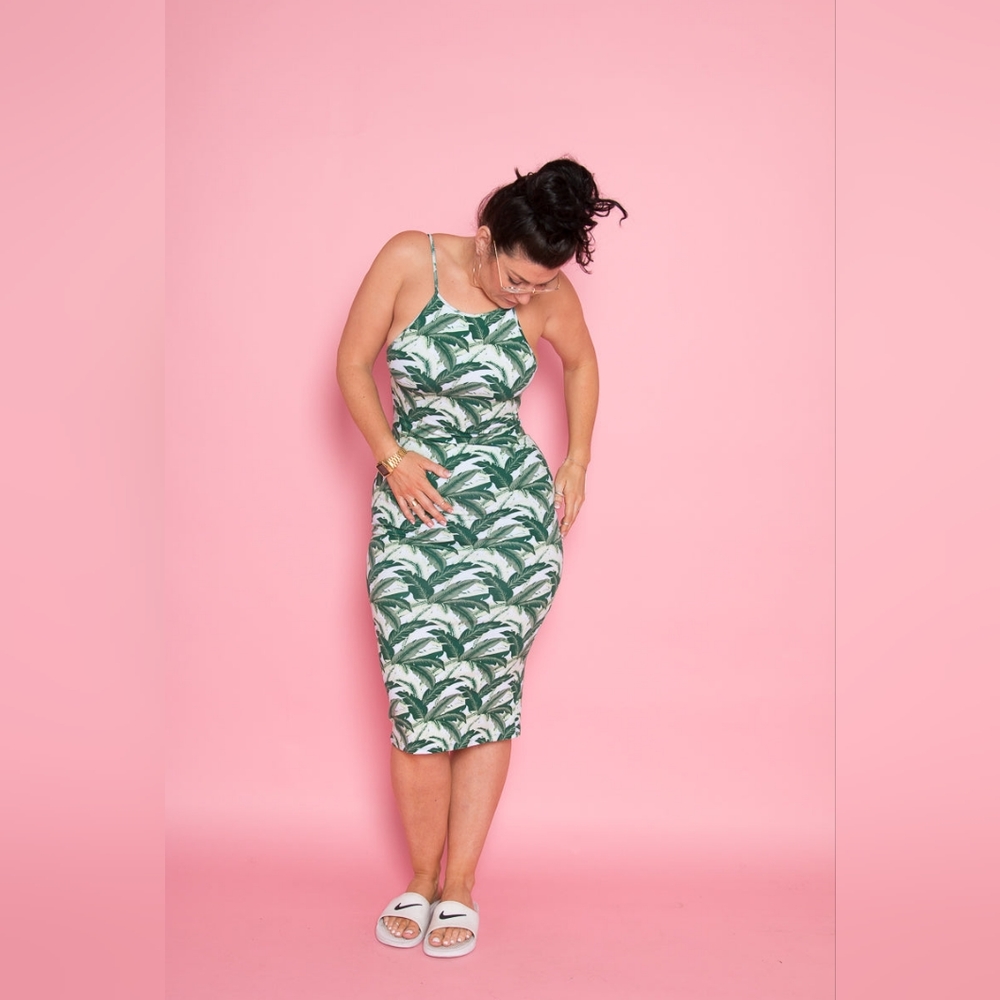 Manners London Nata Dress in Green Banana Leaf Size S
